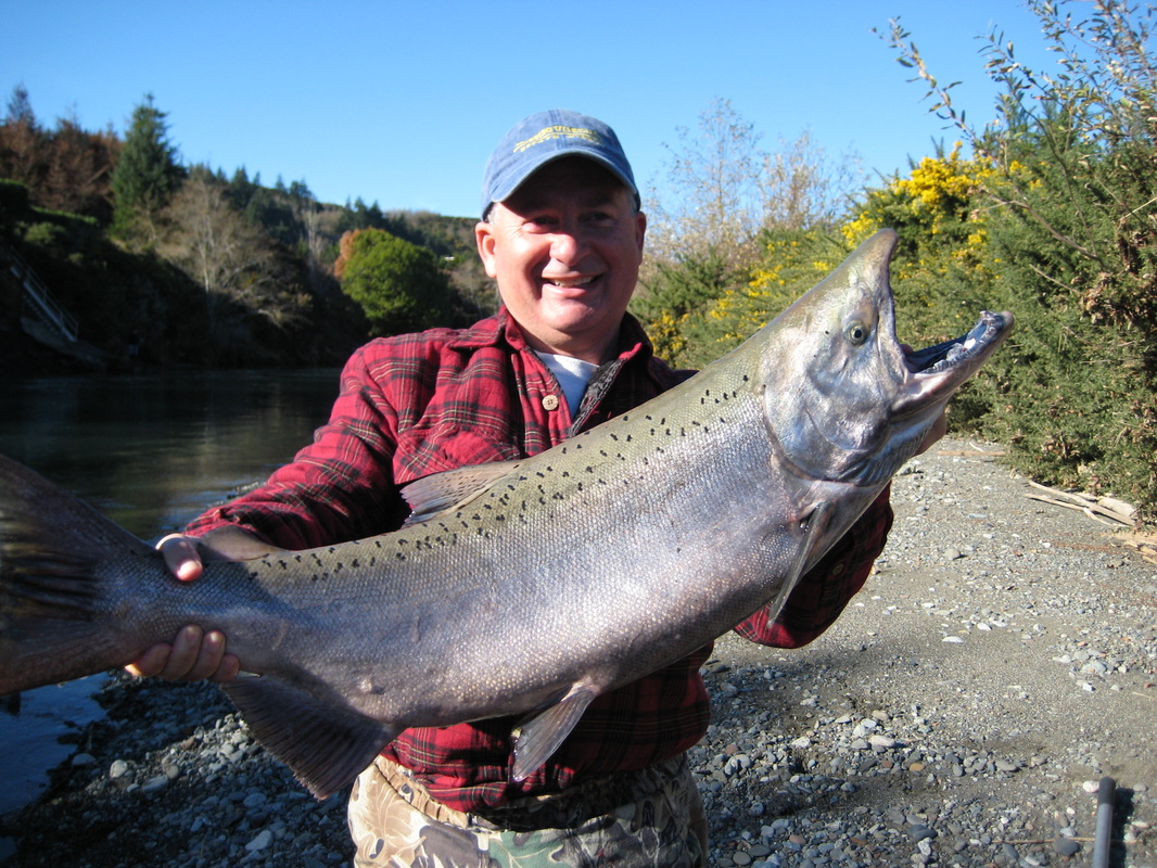 There's Kelly with a nice Elk river salmon caught in Southern Oregon in November